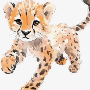 Alternative view of Aquarell Kunstdruck mit Gepard Motiv für Wanddekoration