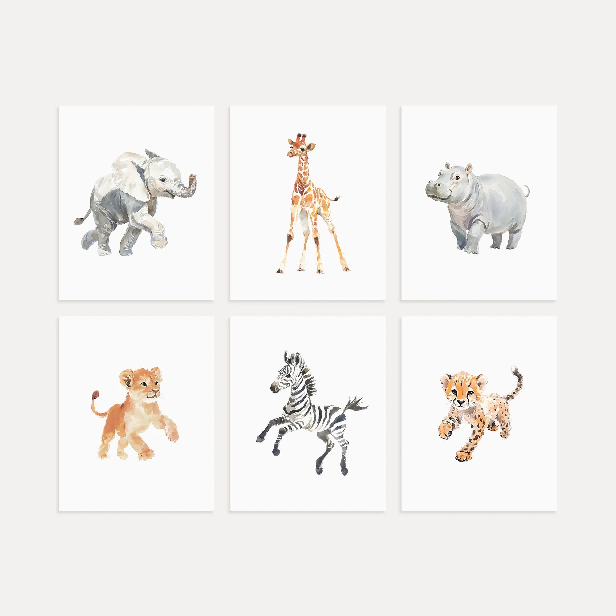 Aquarell Kunstdrucke mit Safari Tiermotiven für Kinderzimmer - Image 3