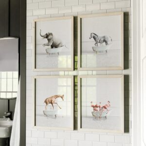 Kunstdruck Tiermotive in Badewannen für Wanddekoration