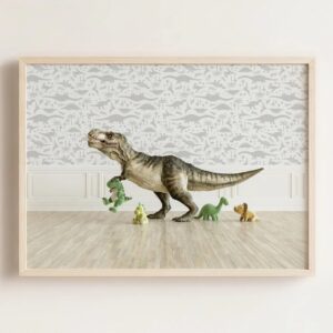 Kunstdruck Dinosaurier Motiv für Kinderzimmer Wanddekoration
