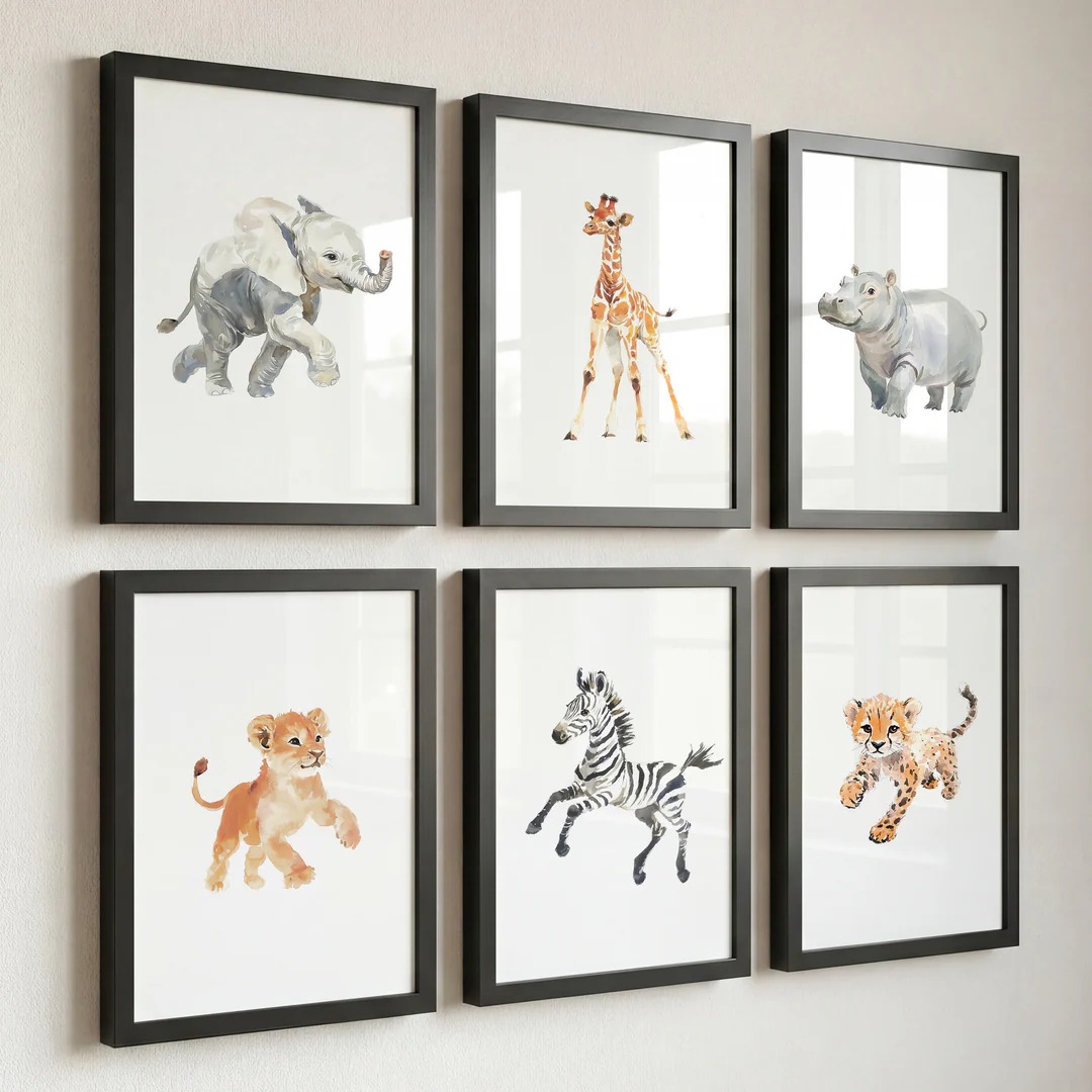 Aquarell Kunstdrucke mit Safari Tiermotiven für Kinderzimmer - Image 6