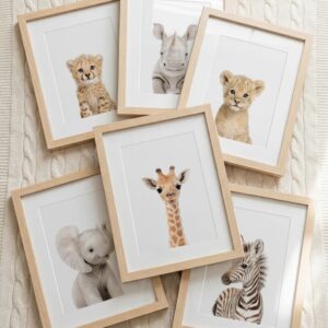 Safari Tierbaby Poster für Kinderzimmer Dekor ungerahmte Kunstdrucke