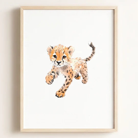 Aquarell Kunstdruck mit Gepard Motiv für Wanddekoration